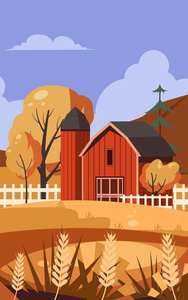 granja casa paisaje vertical ilustración vector