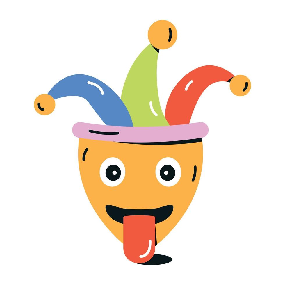 Trendy Jester Face clown emoji, jester emoji, funny jester, jester face, funny emoji, vector