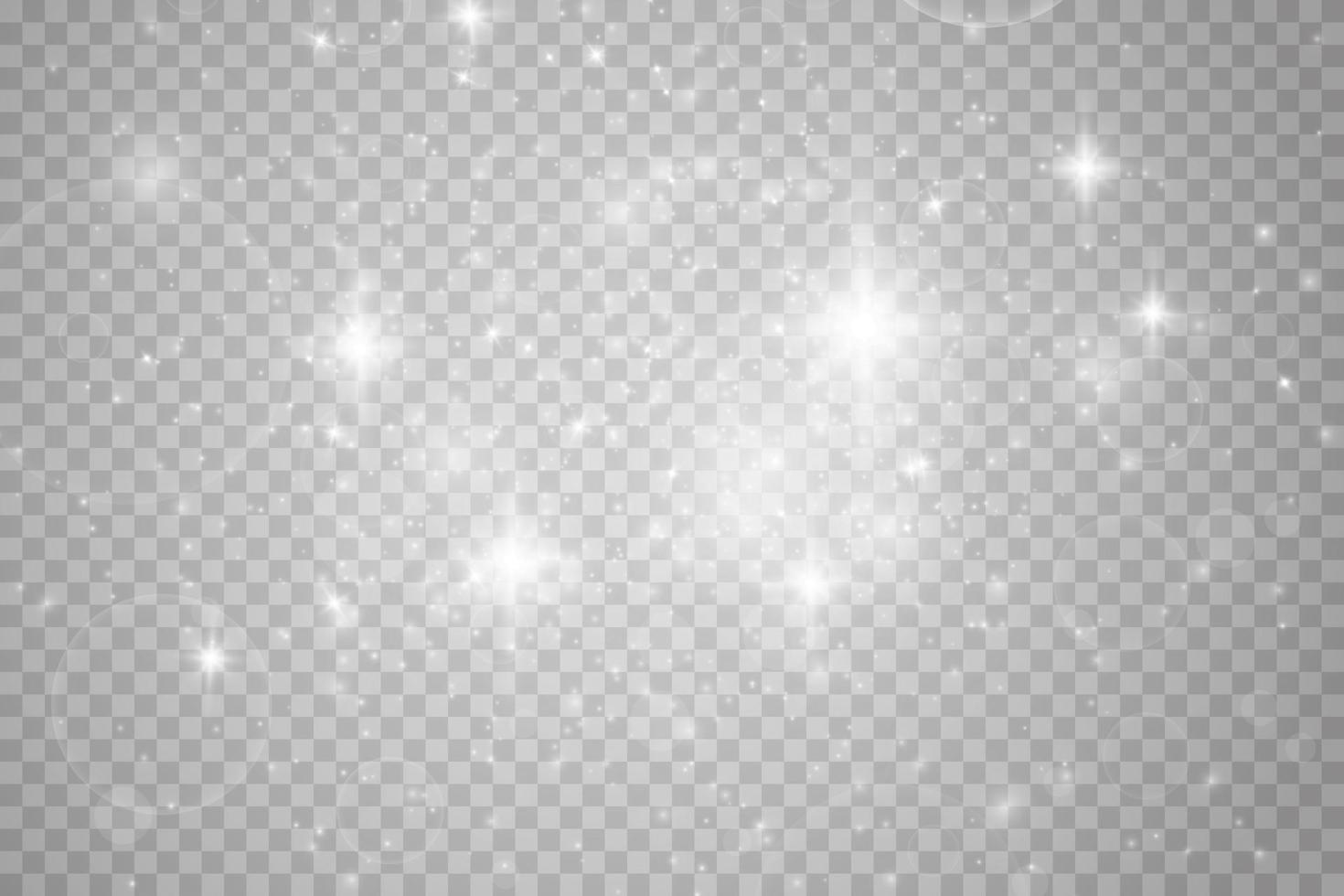White glowing lights effects isolated on transparent background. Christmas lights. Solar flare with beams and spotlight. Glow effect. Starburst with sparkles for cards and holiday backgrounds. vector