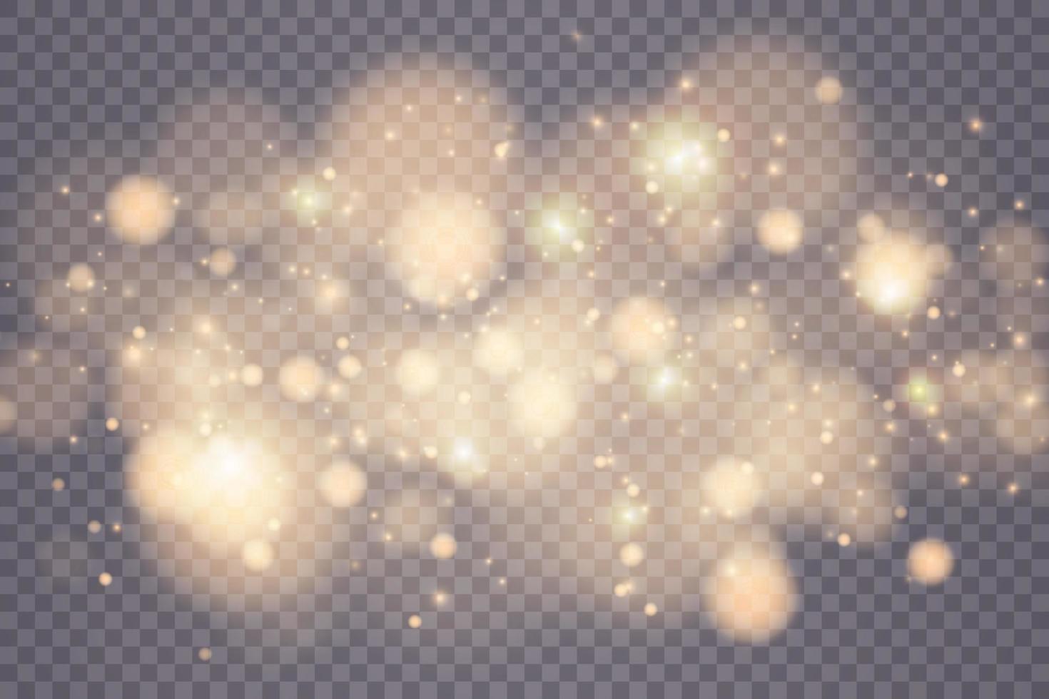 Golden Shining bokeh isolated on transparent background. Light isolated lights. Transparent blurry shapes. Abstract light effect. vector