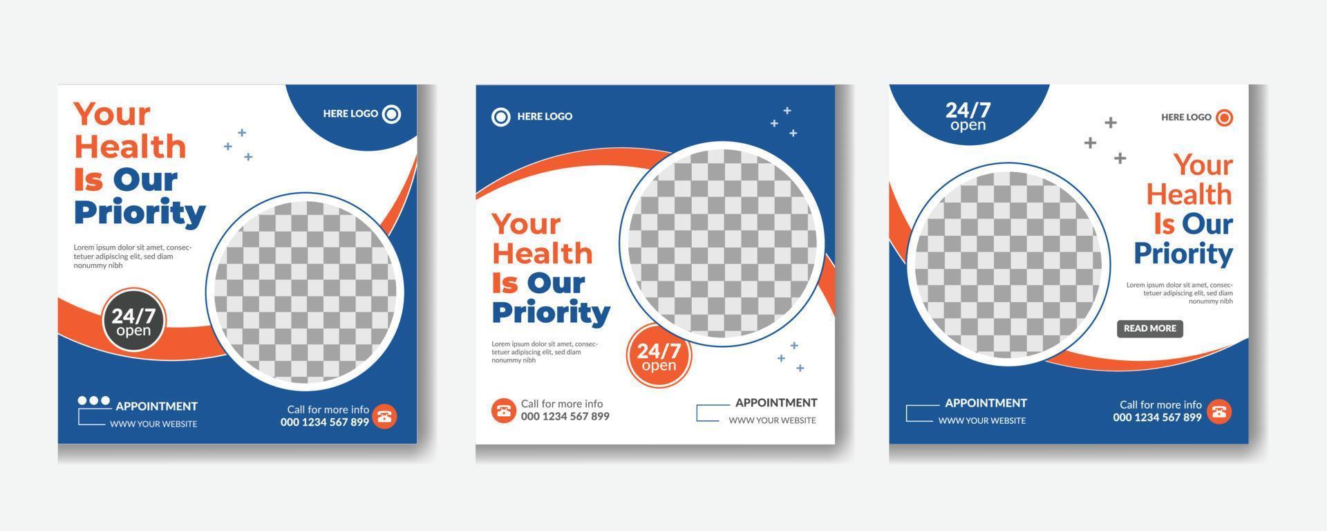 Medical health social media post promotion template pro Vector Pro Vector