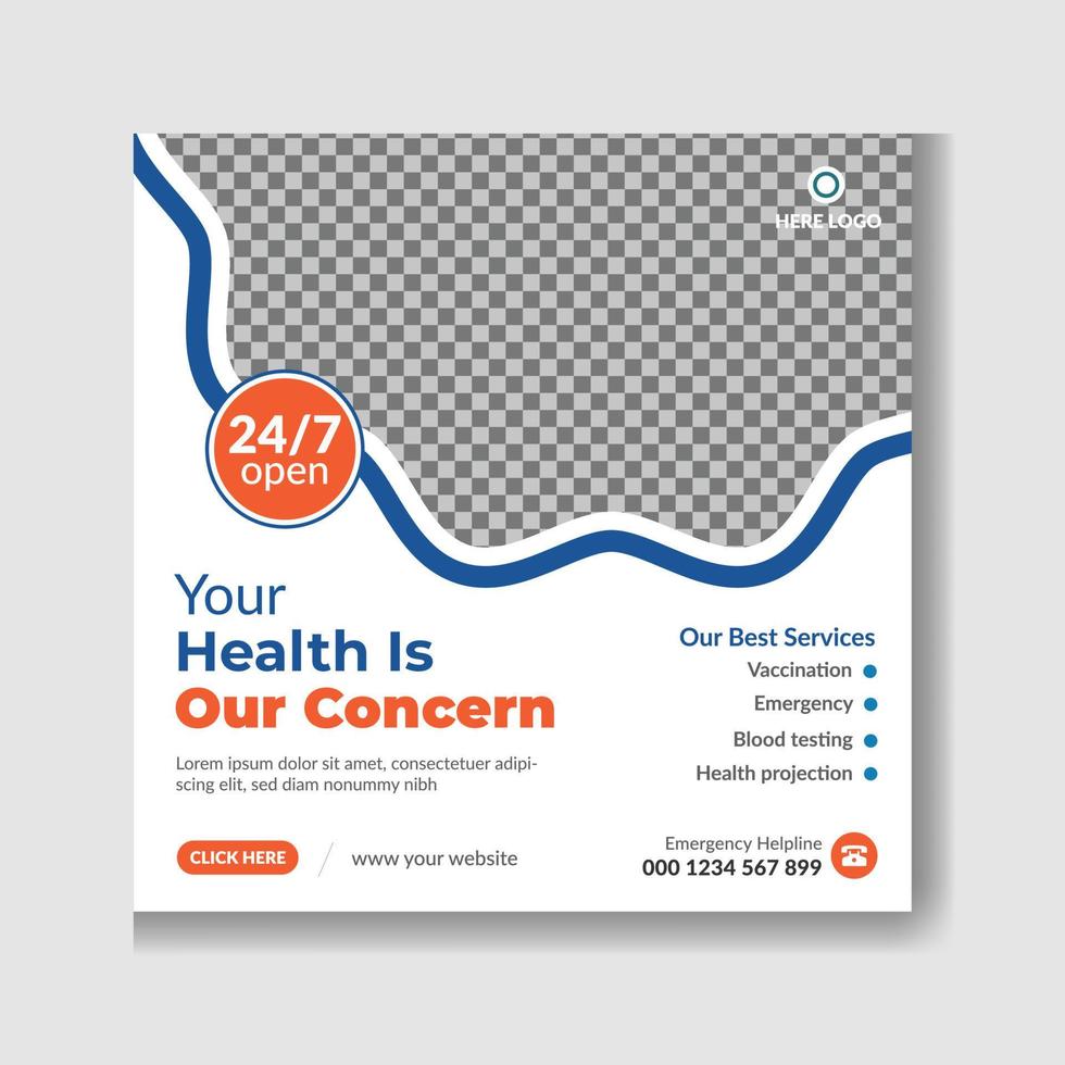 Medical health social media post promotion template free Vector