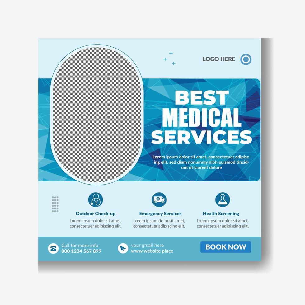 Set of Medical square banner design template.Medical healthcare service Social Media Post Template, hospital clinic promotion web banner, medical social media post vector