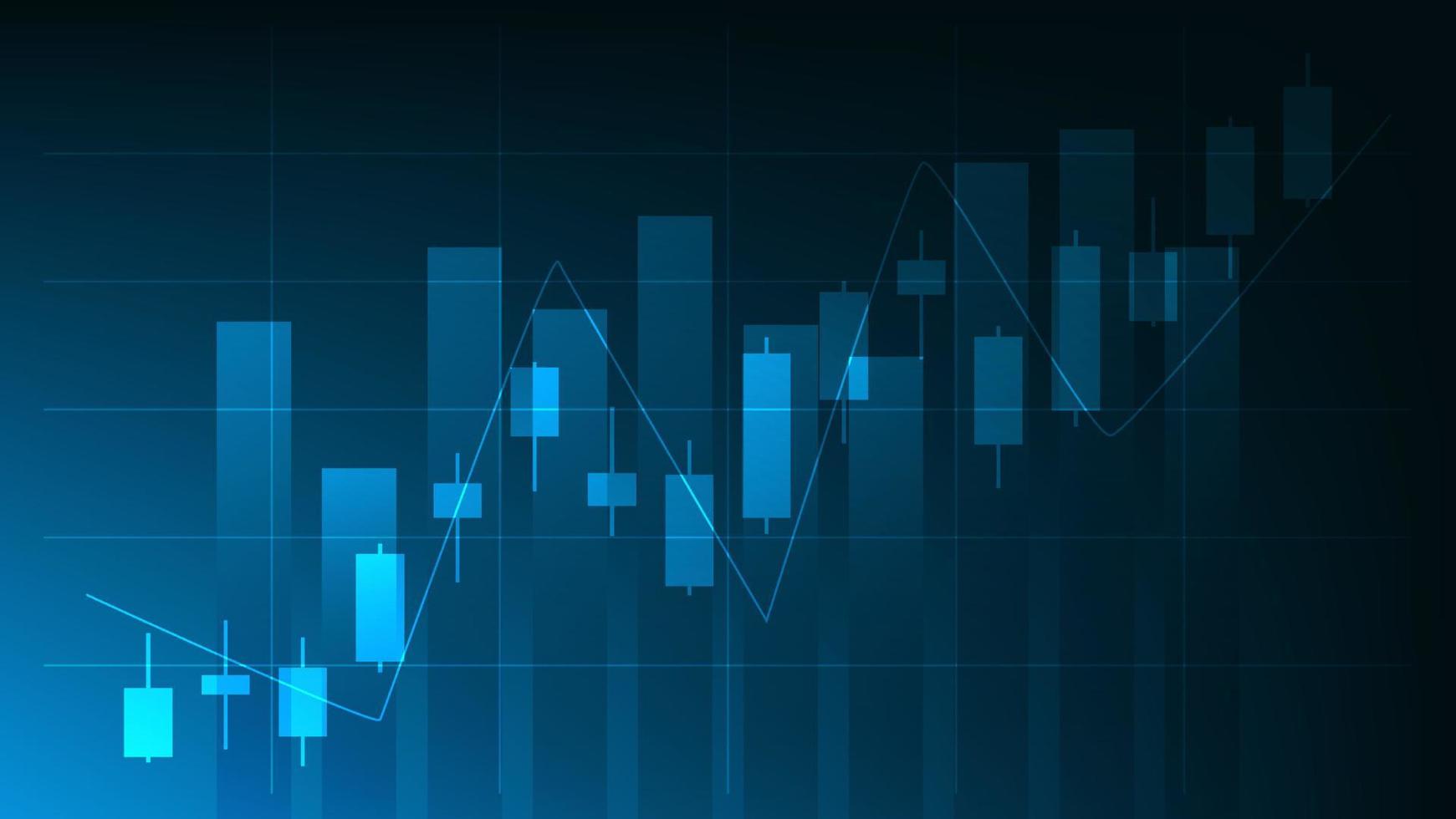 Financial business statistics with bar graph and candlestick chart show stock market price vector