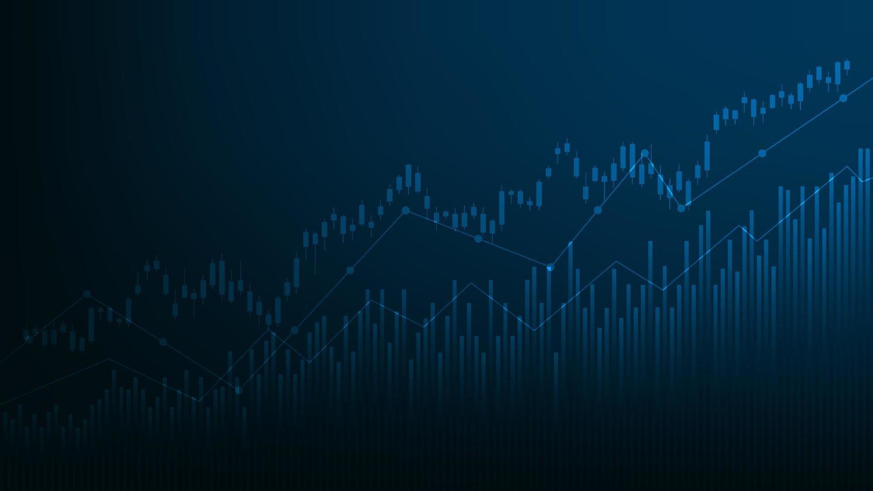 Financial business statistics with bar graph and candlestick chart show stock market price vector