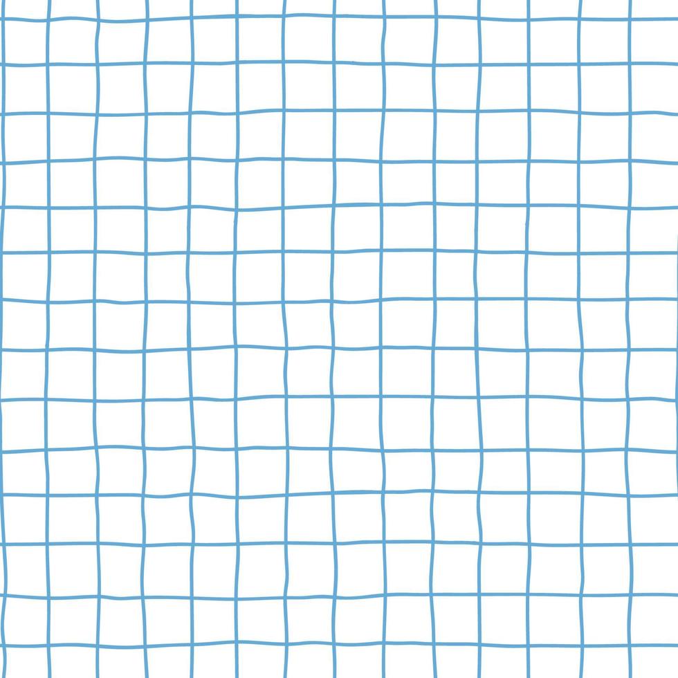 Seamless checkered repeating vector pattern with hand drawn grid. Blue Plaid geometric simple texture. Crossing lines. Abstract delicate pattern for fabric, textile, wallpaper, apparel, wrapping