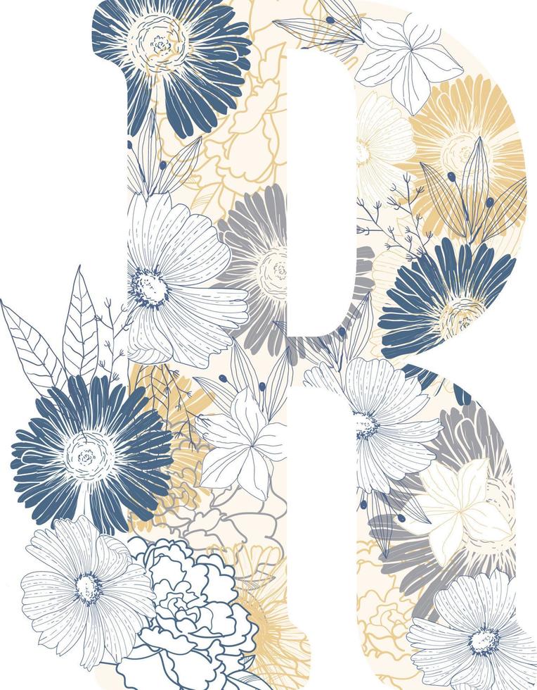 R letter Seamless Floral Pattern Background vector