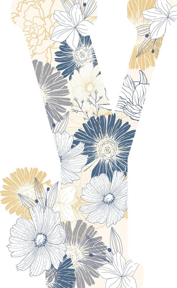 Y letter Seamless Floral Pattern Background vector
