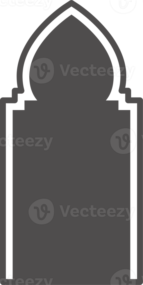 Arabic window and door. Silhouette of Islamic architecture element png