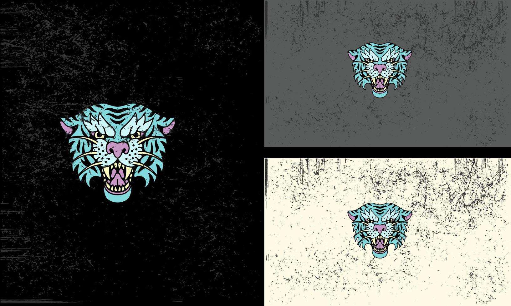 head tiger angry vector illustration tattoo mascot design