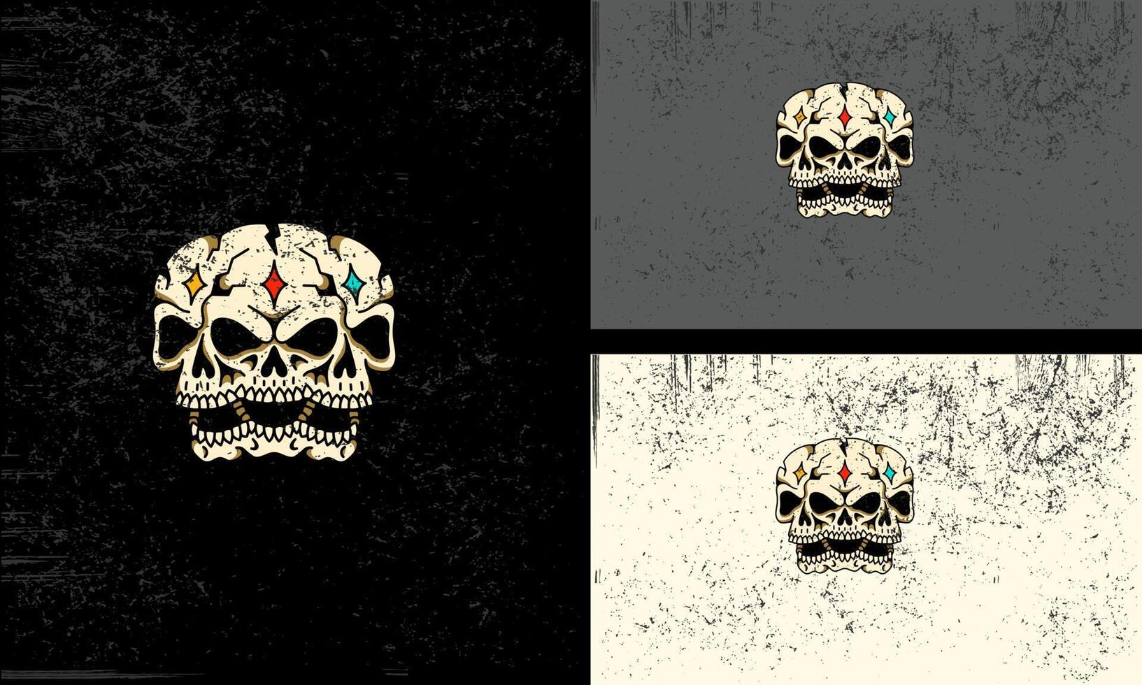 head skull vector illustration tattoo mascot design