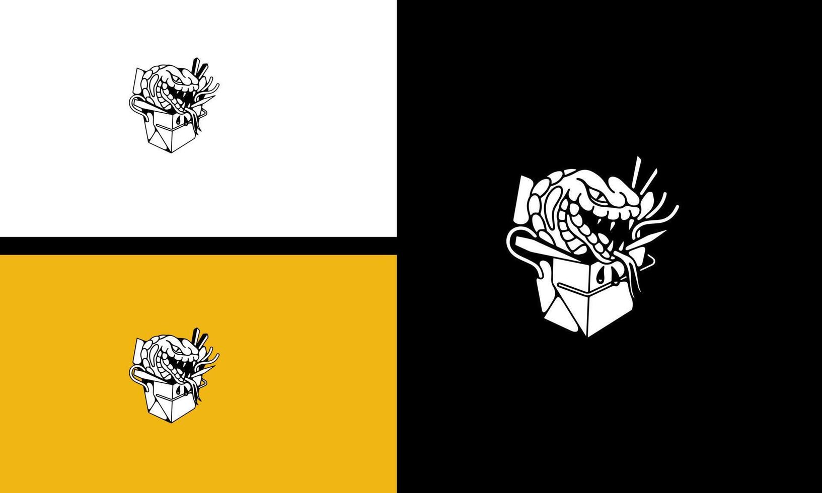 head skull and head cobra vector line art flat design