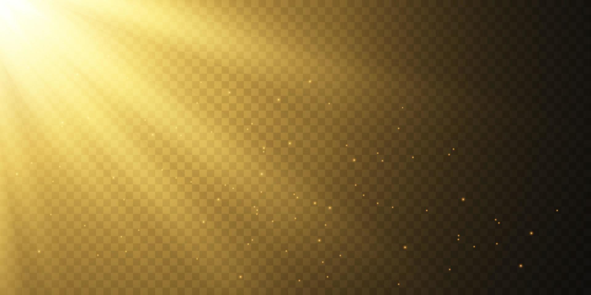 Golden star on a black background. The effect of glow and rays of light, glowing lights, sun. vector. vector