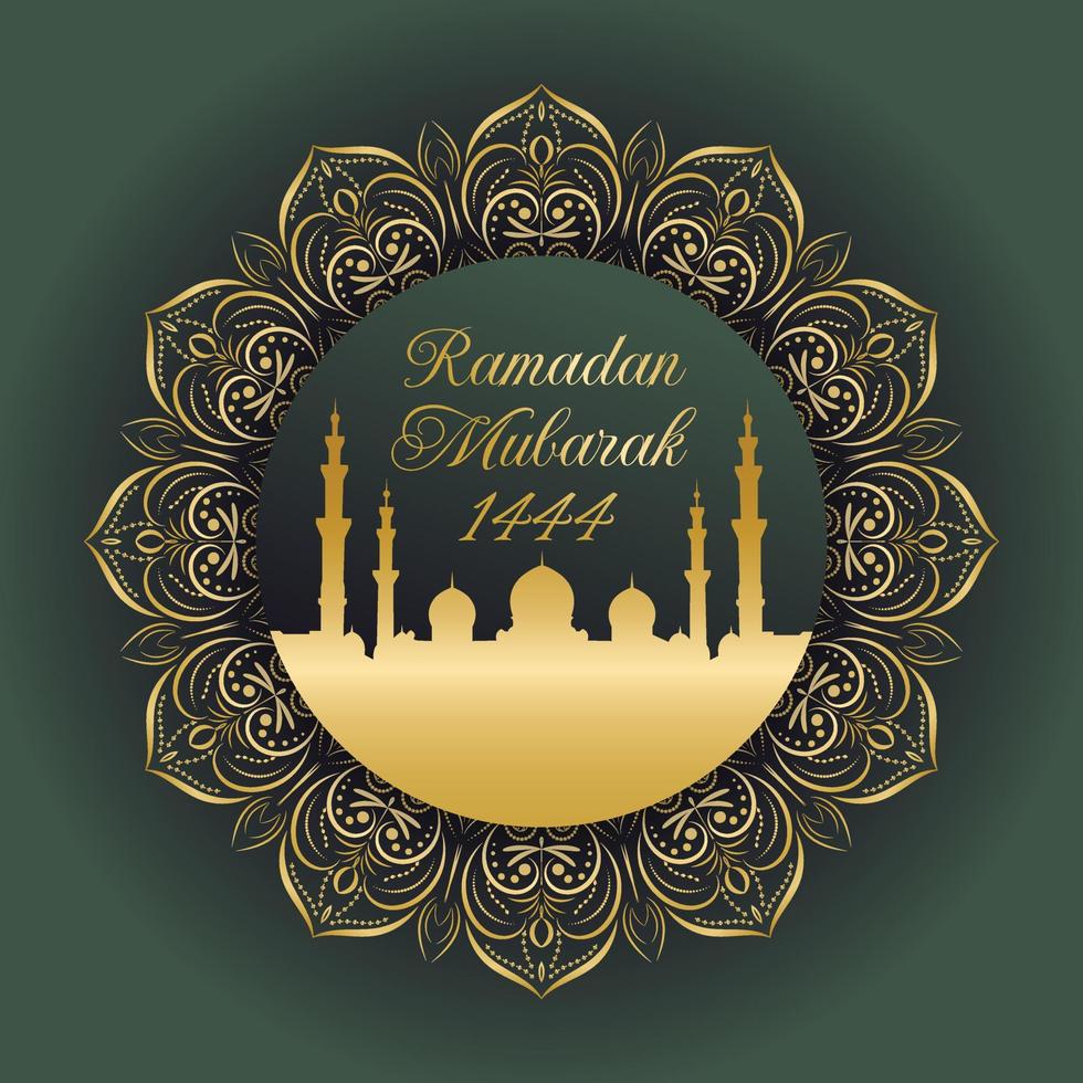 Ramadán mandala y Ramadán mezquita diseño vector