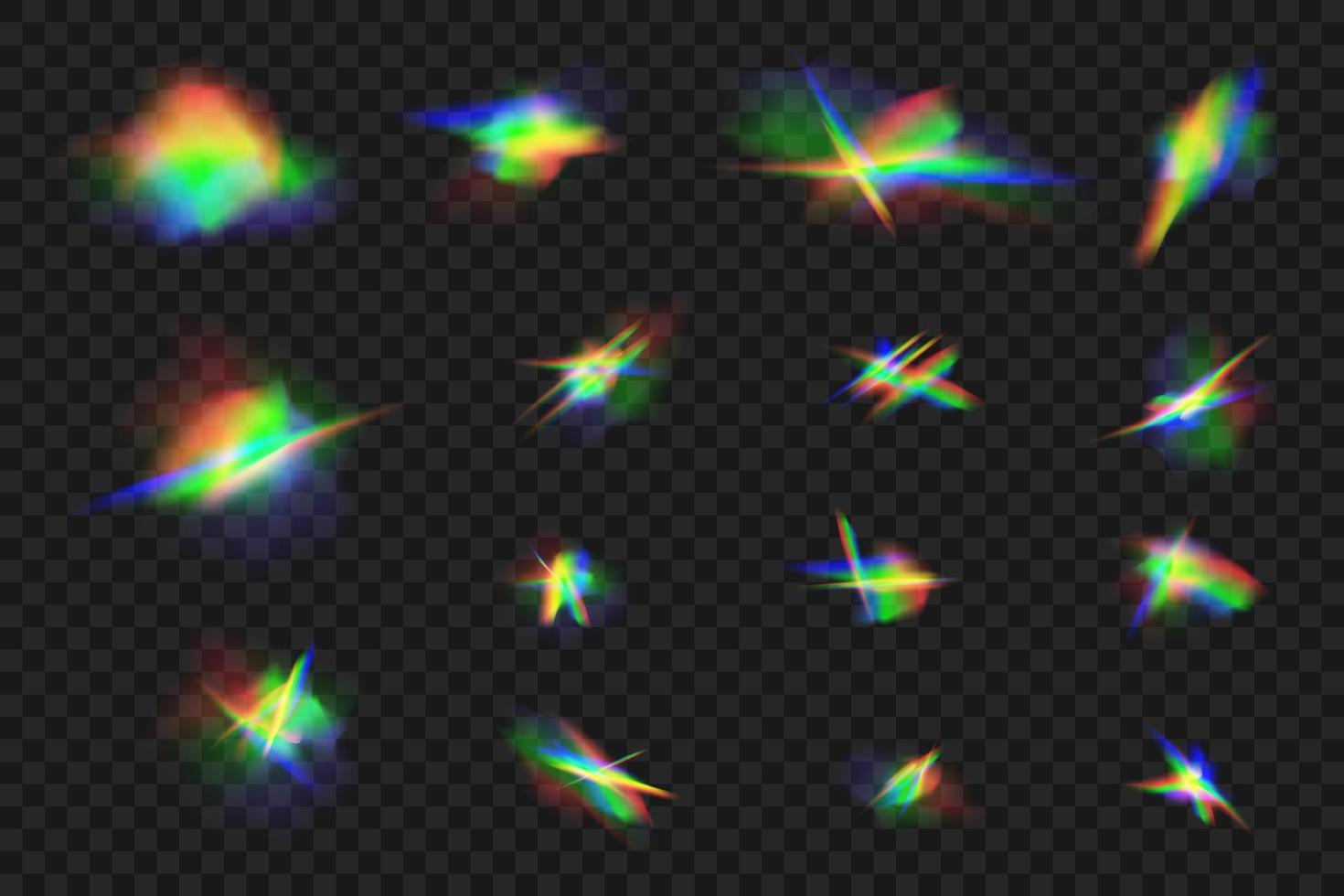 cristal y joyas, prisma, destello. arco iris brillante destellos vector conjunto.realista diamante reflexión, arco iris ligero óptico efecto vistoso recopilación, brillante espectro resplandor rayos