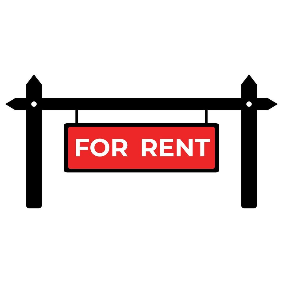 Real estate rent sign. Vector red sign for rent.