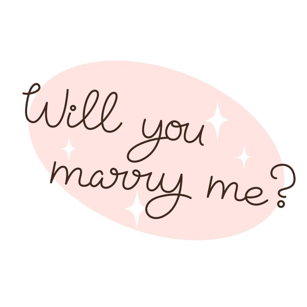 Wedding proposal with the inscription will you marry me vector