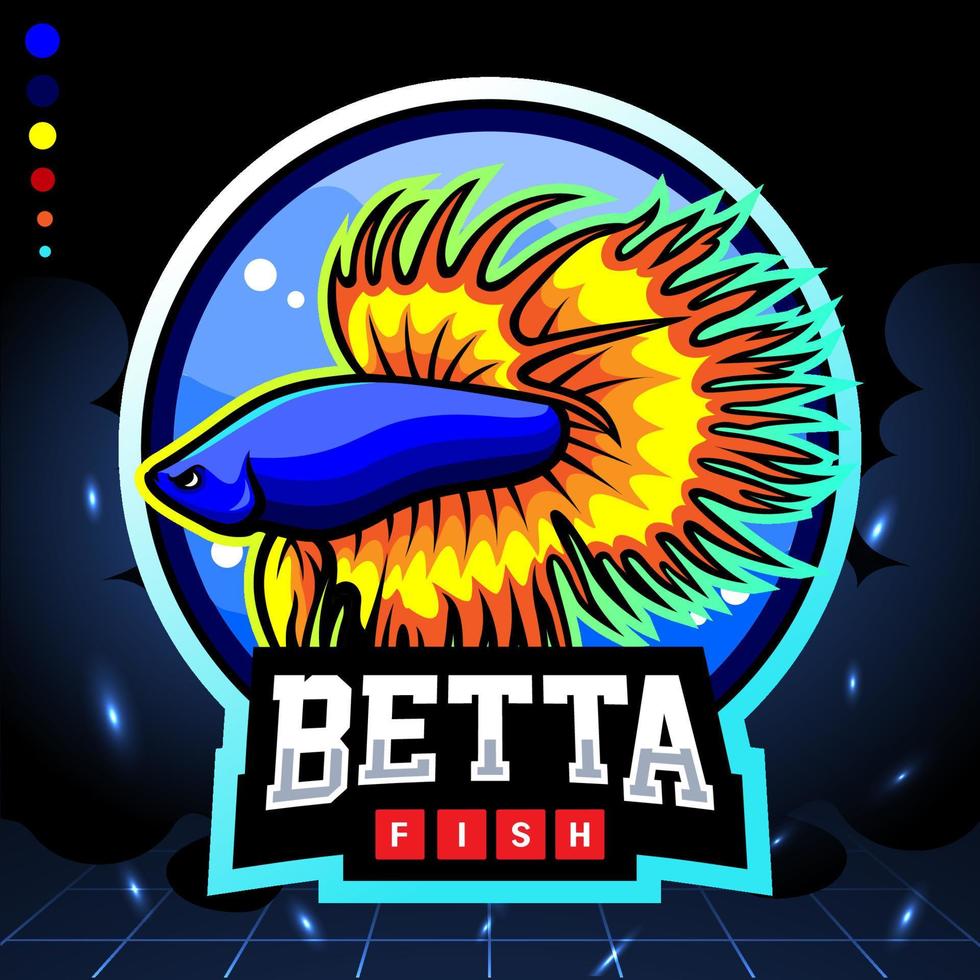 betta fish mascot, e sports logo design vector