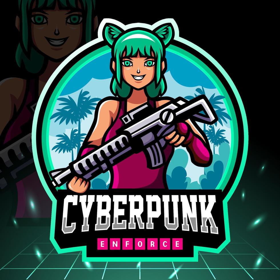 cyberpunk mascot. e sport logo design vector