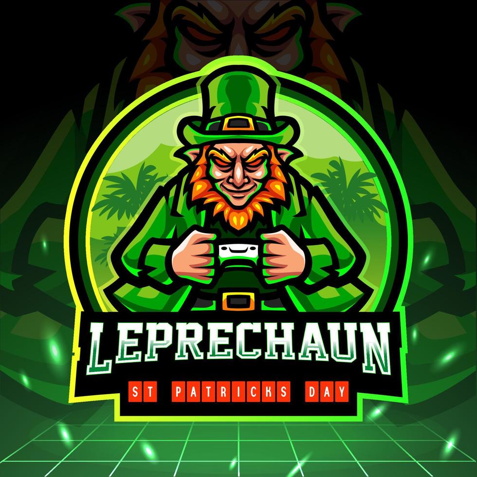 leprechaun mascot. e sport logo design vector