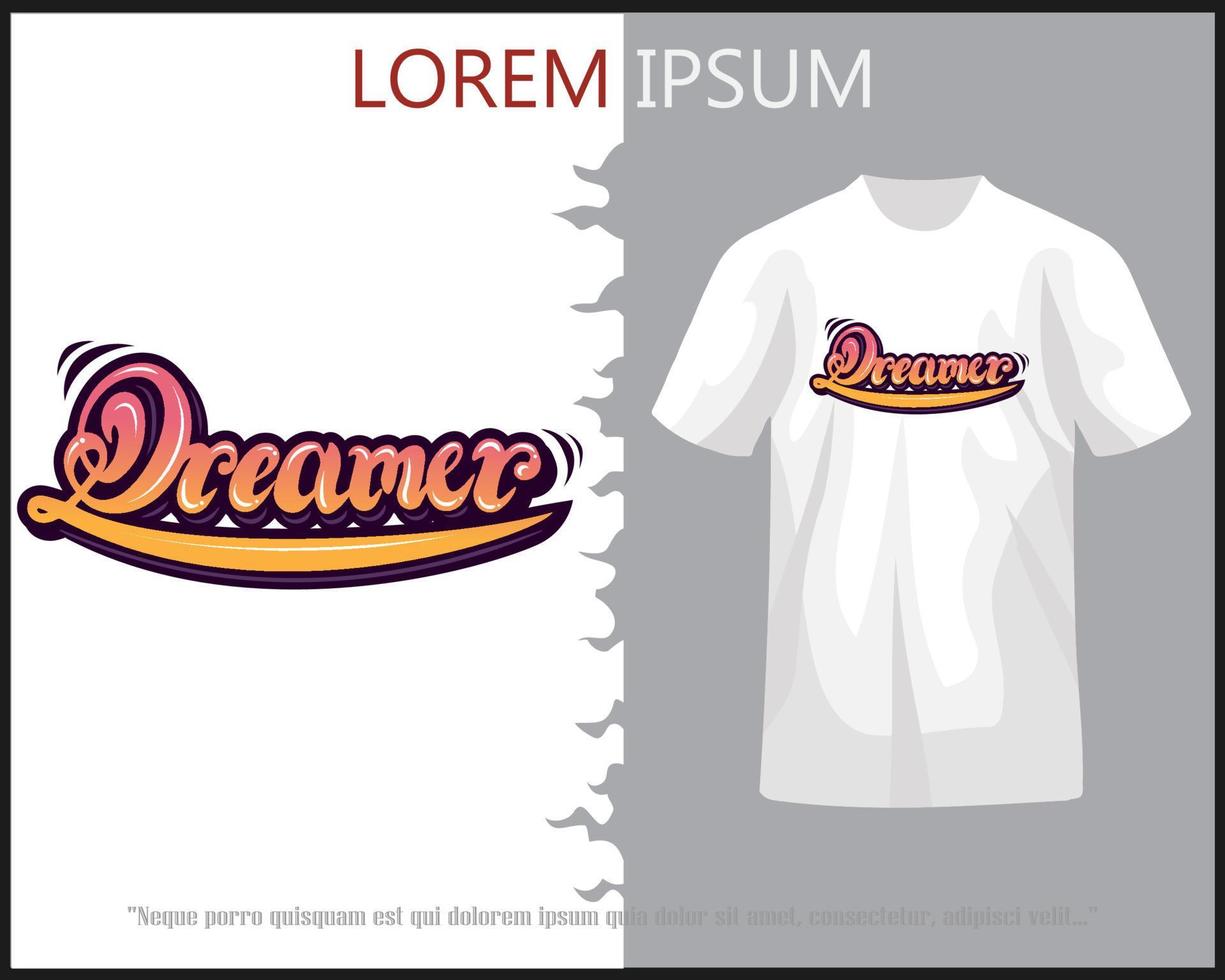 dreamer lettering design isolated on white t-shirt vector