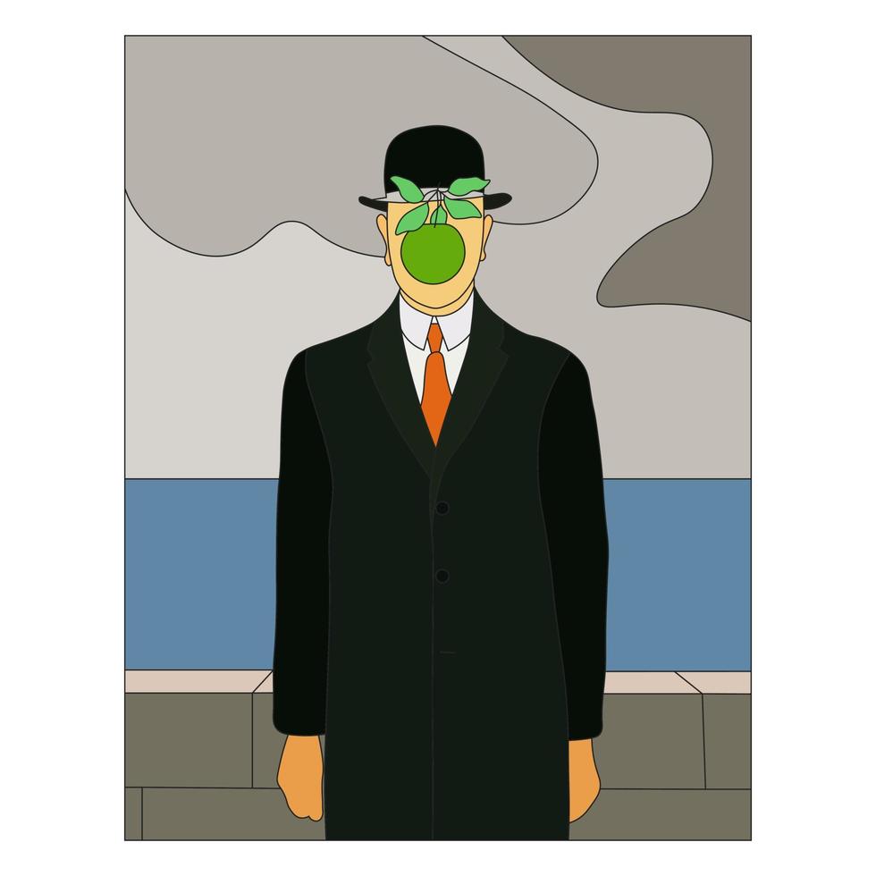 The Son of Man by Rene Magritte. Vector