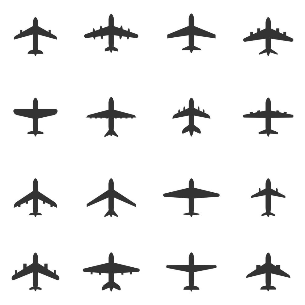 Set of aircraft silhouettes. Vector illustration.