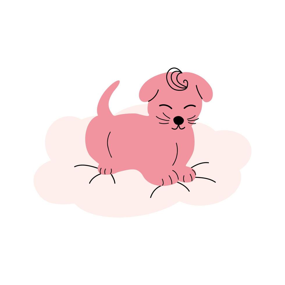 Cute sleeping puppy on the clouds. Gentle colors. For newborns vector