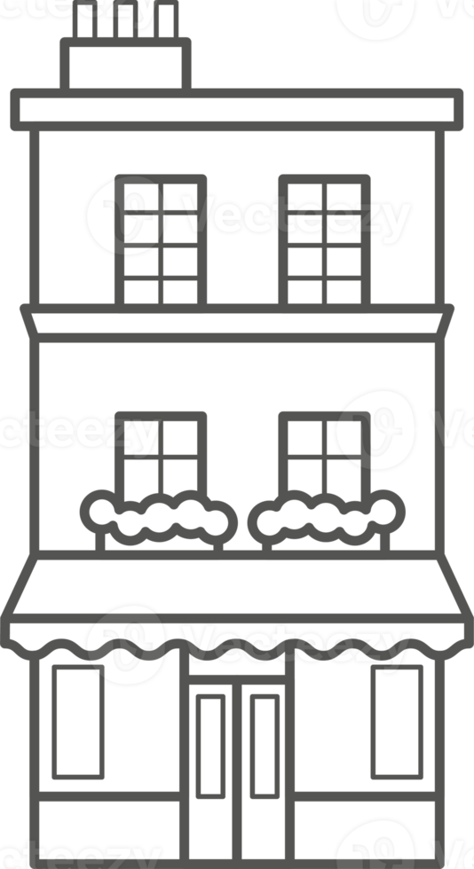 européen bâtiment. contour illustration avec vieux néerlandais bâtiment png