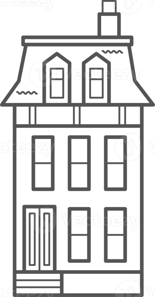 européen bâtiment. contour illustration avec vieux néerlandais bâtiment png