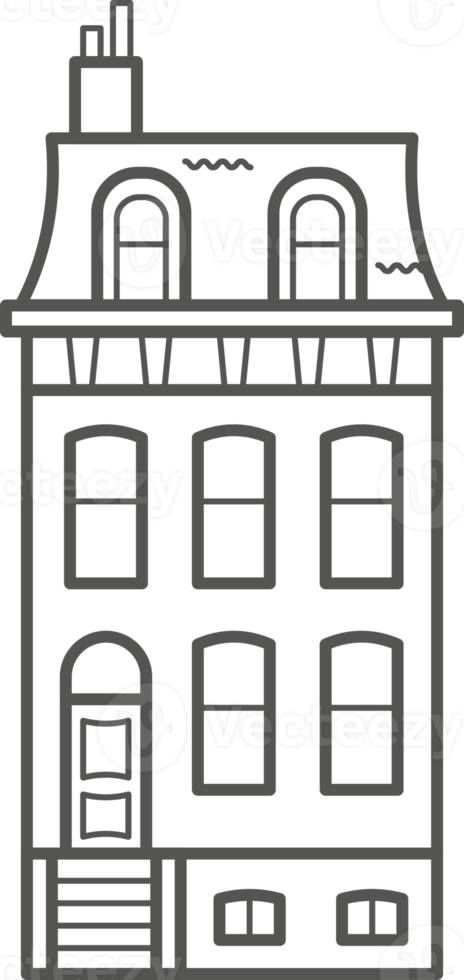 européen bâtiment. contour illustration avec vieux néerlandais bâtiment png