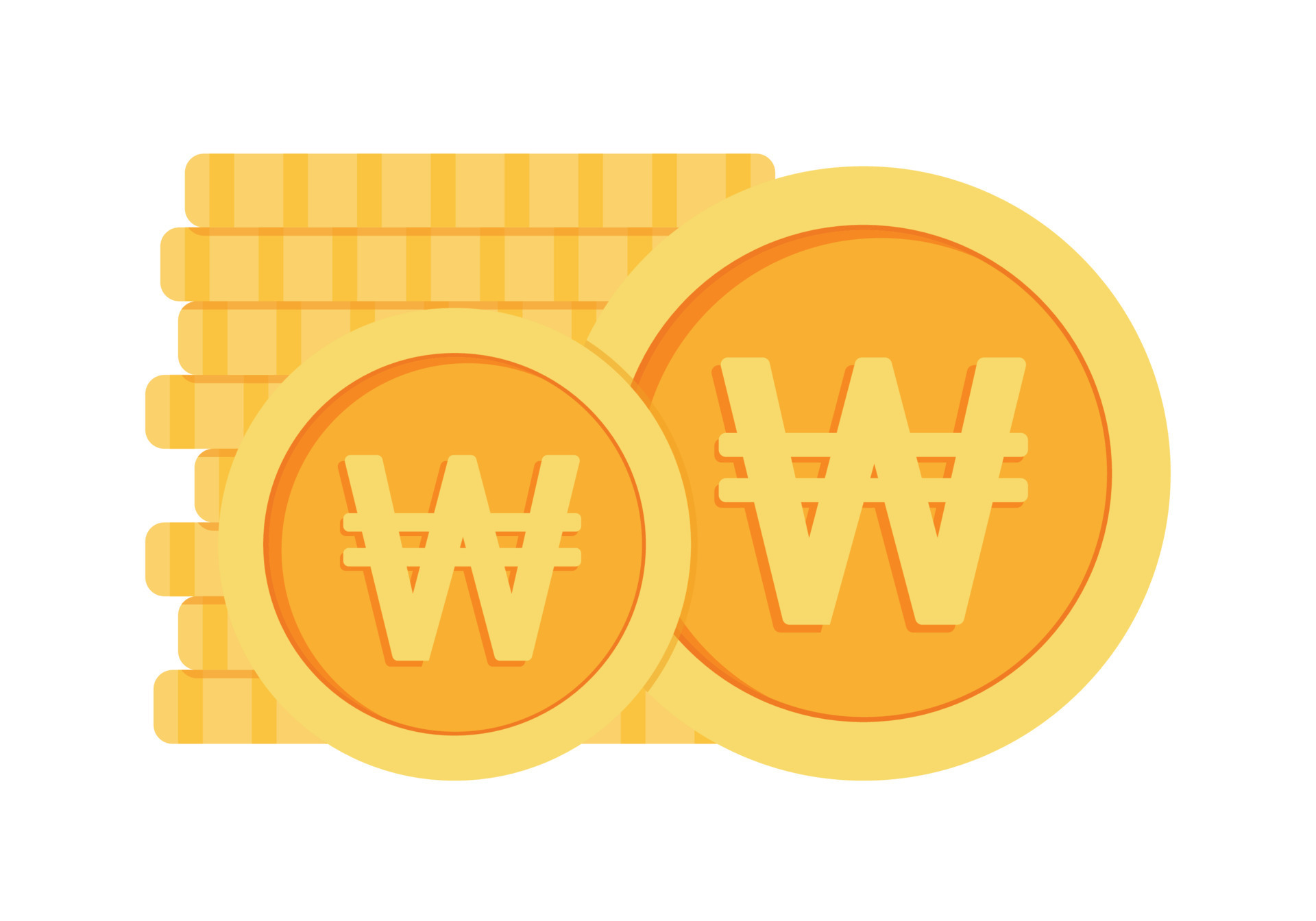 Won Coins South Korea Money Currency Icon Clipart for Business and