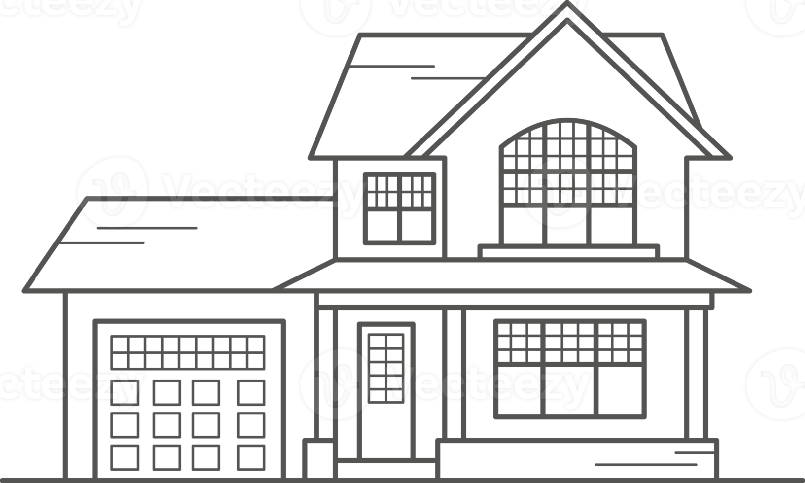 Cottage of neighborhood the city, the house of the suburbs residential area. Low-rise building of the village. Outline illustration png