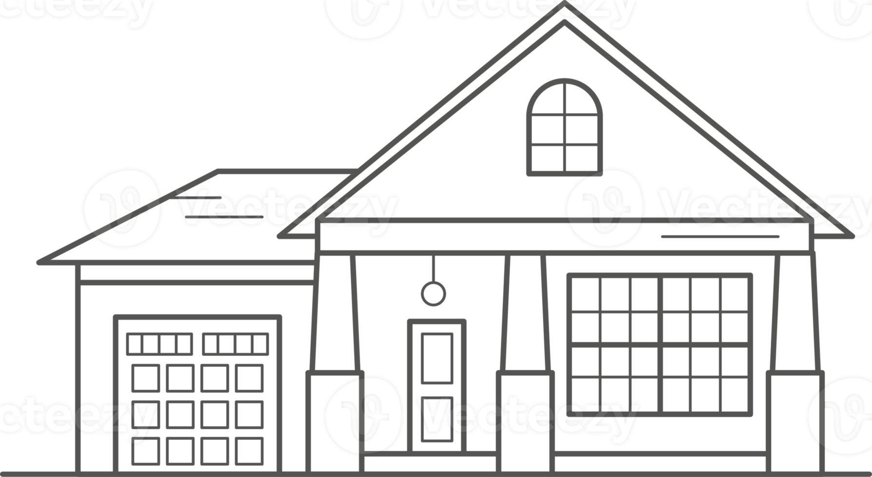 Cottage of neighborhood the city, the house of the suburbs residential area. Low-rise building of the village. Outline illustration png