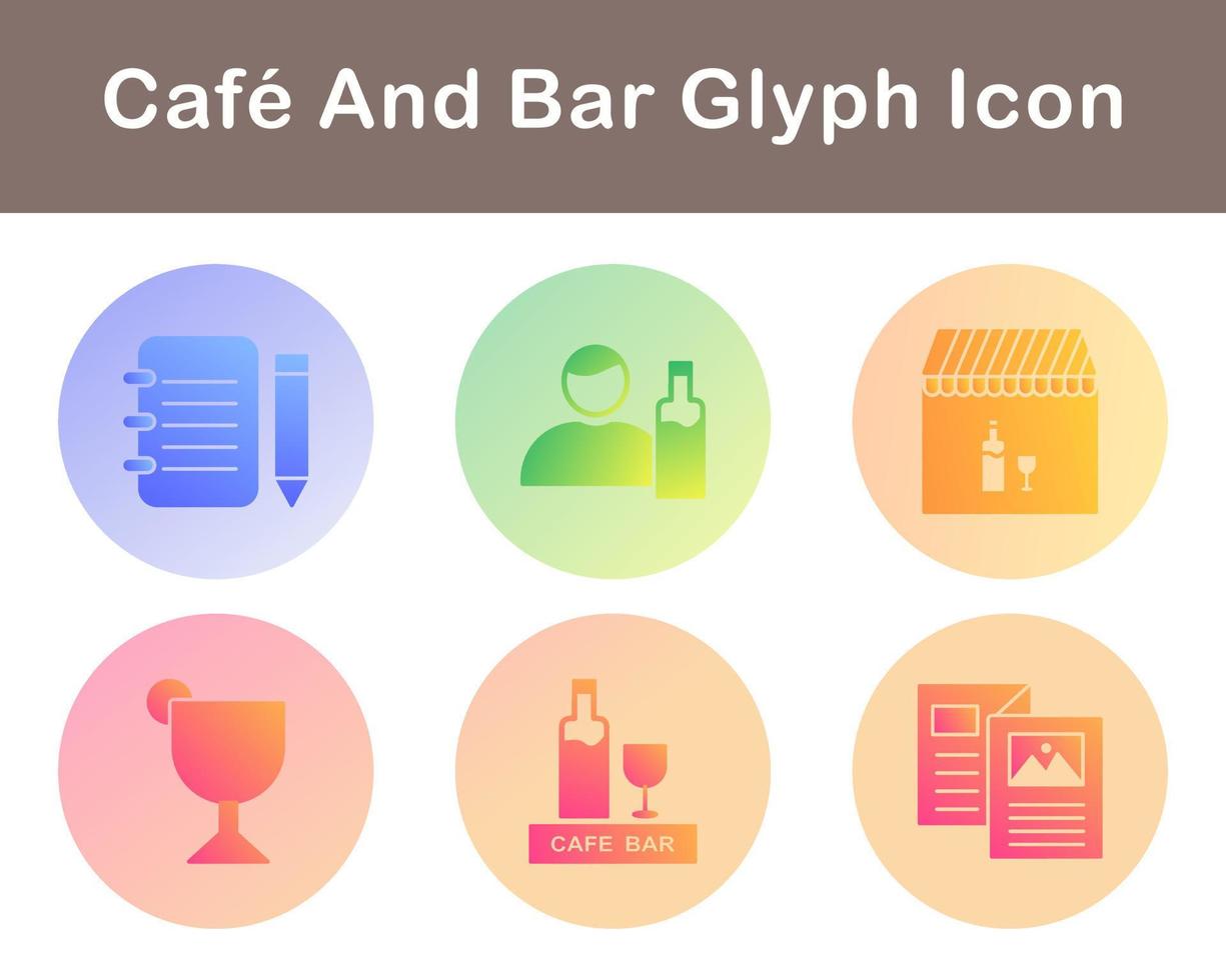 café y bar vector icono conjunto