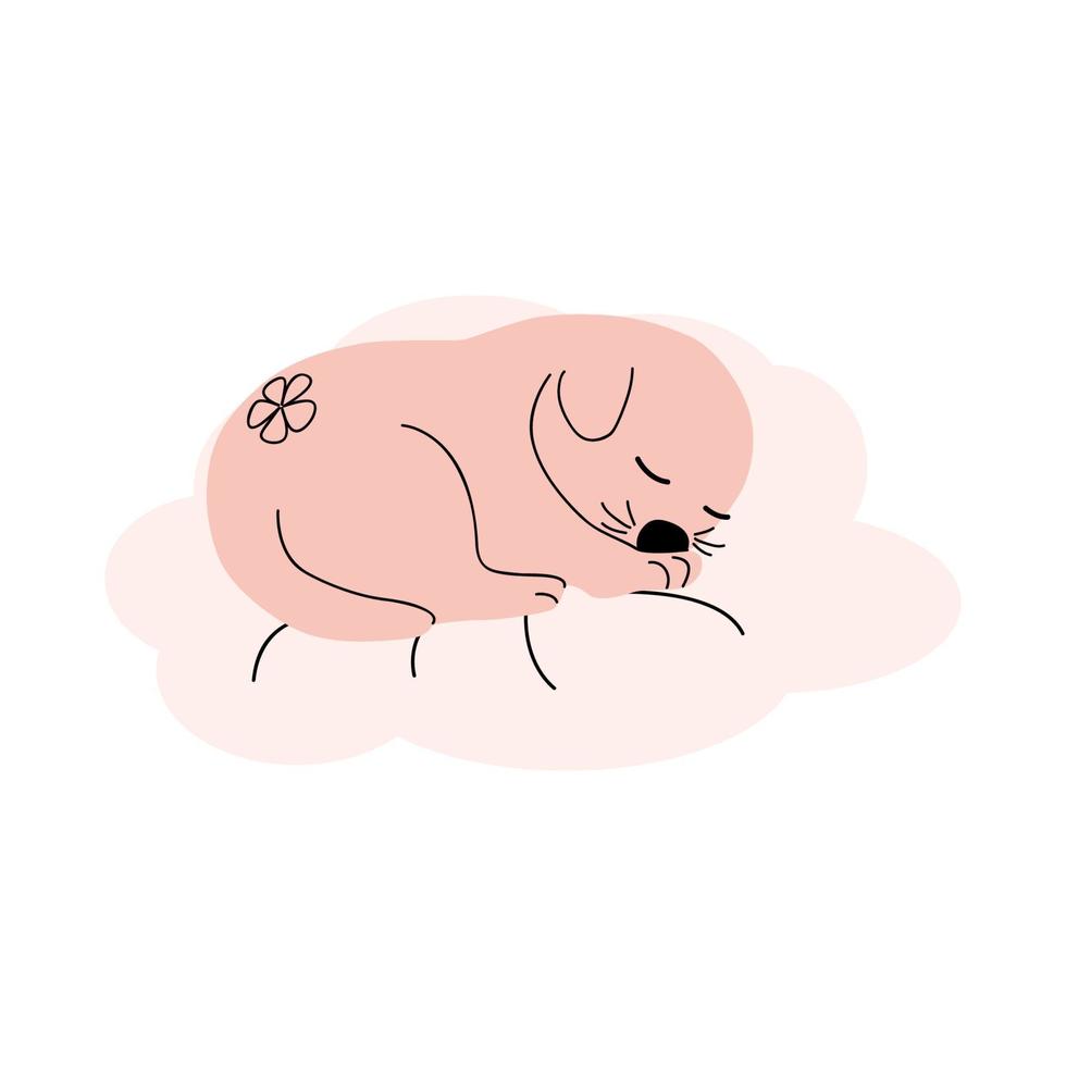 Cute sleeping puppy on the clouds. Gentle colors. For newborns vector