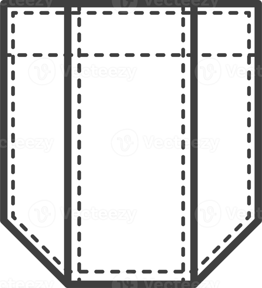 denim zak- lapje. schets element voor uniform of gewoontjes stijl kleren, jurken en overhemden. lijn illustratie png