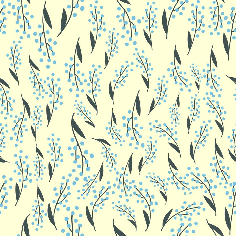 Graceful branches, leaves and flowers Seamless background in the style of nature. Vintage ornament. vector