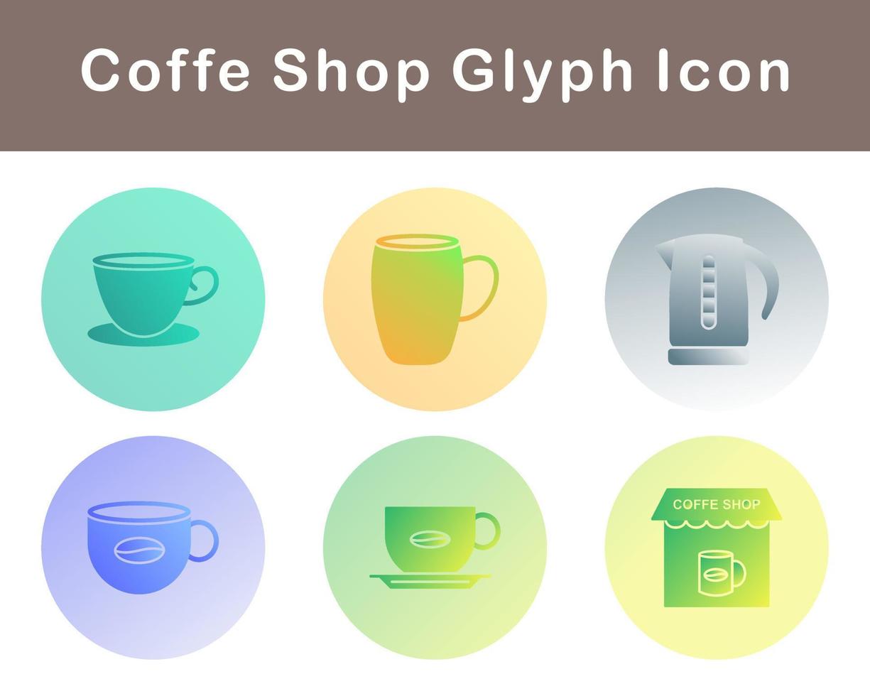 café tienda vector icono conjunto