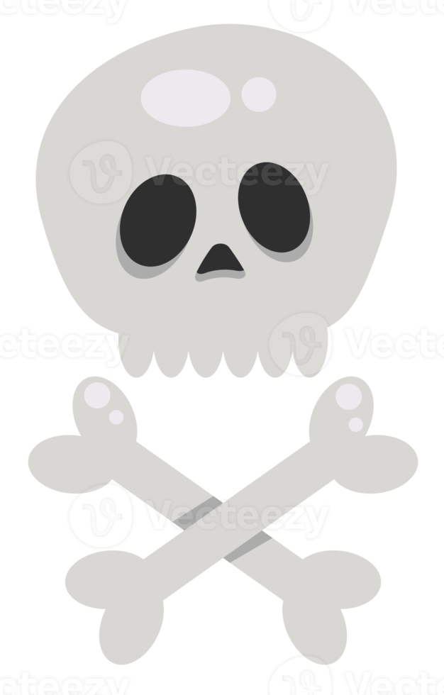 dessin animé Halloween autocollant. crâne avec franchi des os illustration png