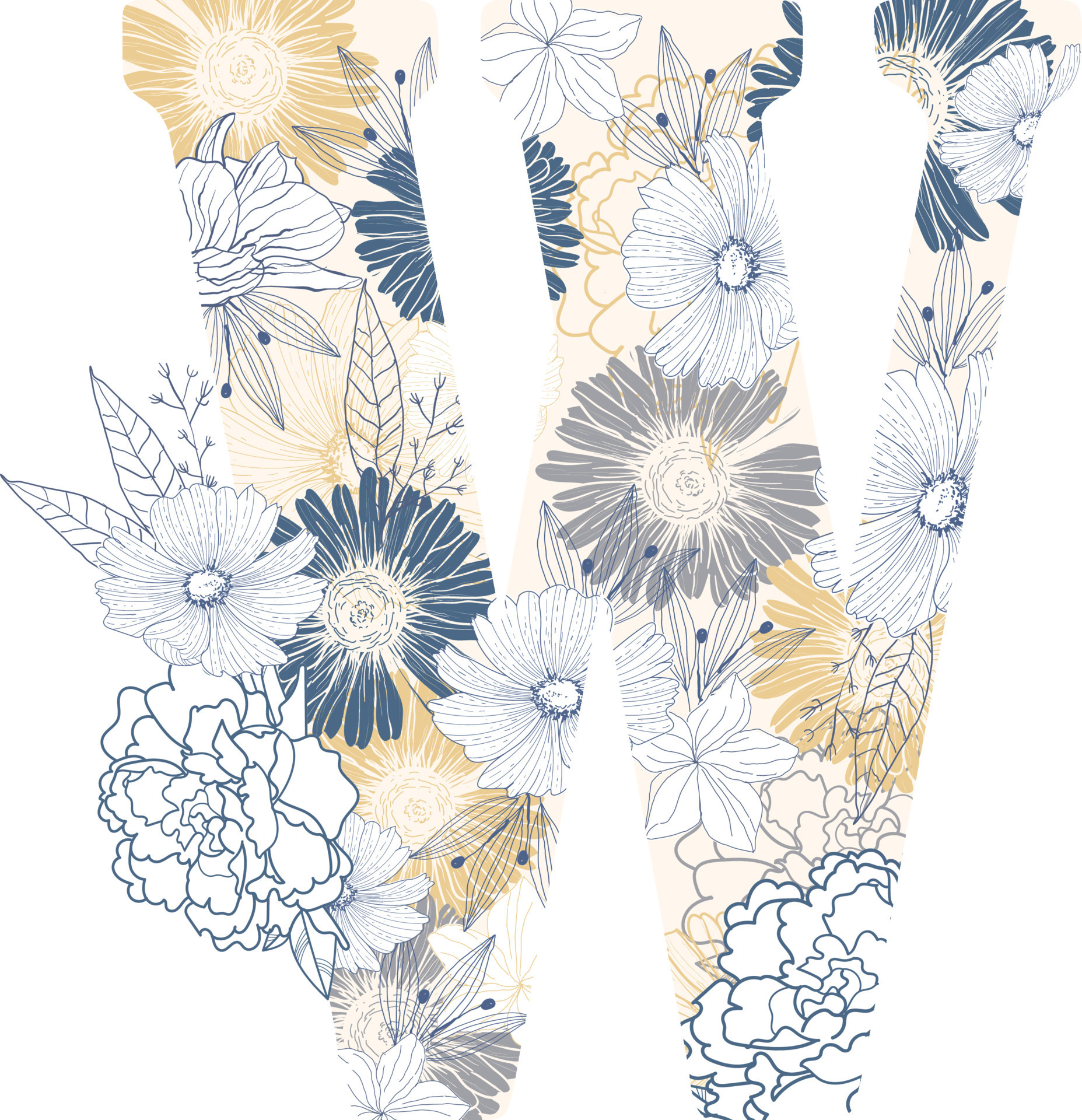 W letter Seamless Floral Pattern Background 21519002 Vector Art at Vecteezy