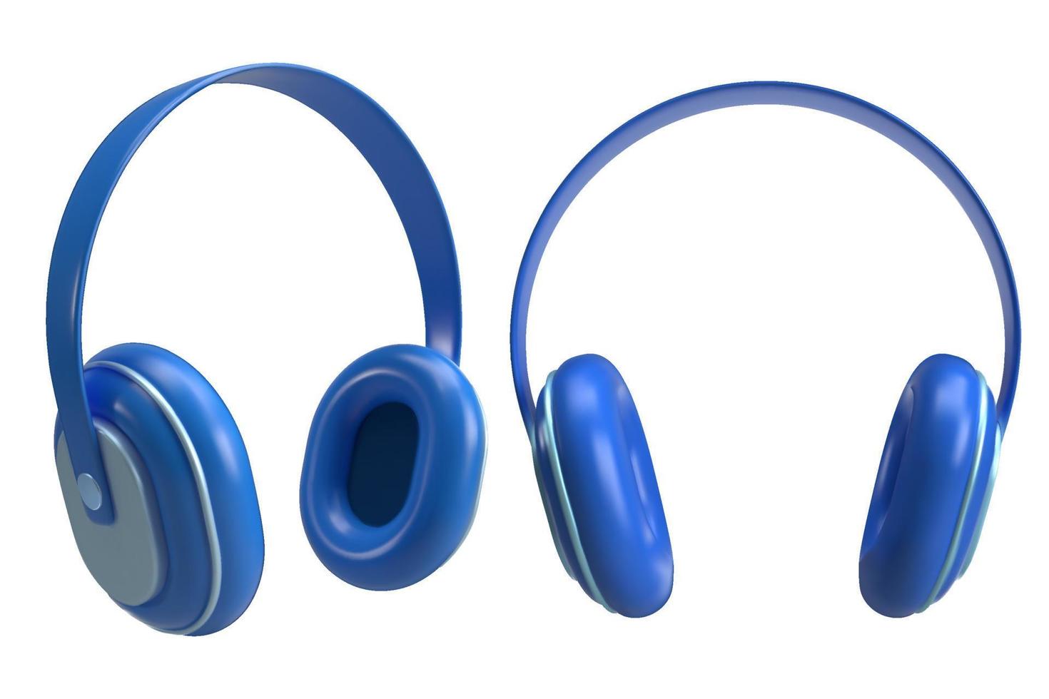 Music audio headphones. Realistic 3d design element In plastic cartoon style. vector