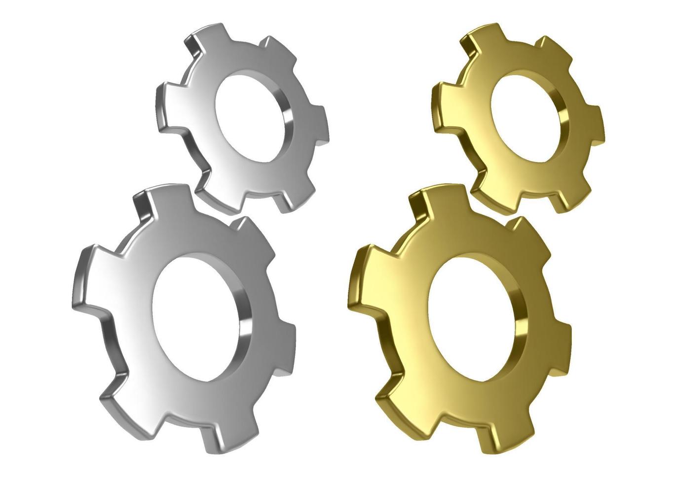 gold and silver Gears icons. Technical support illustration, isolated on white background. vector
