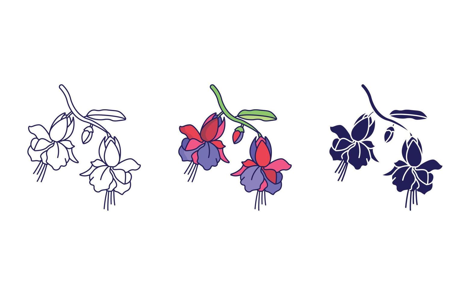 Fuchsia flower vector icon