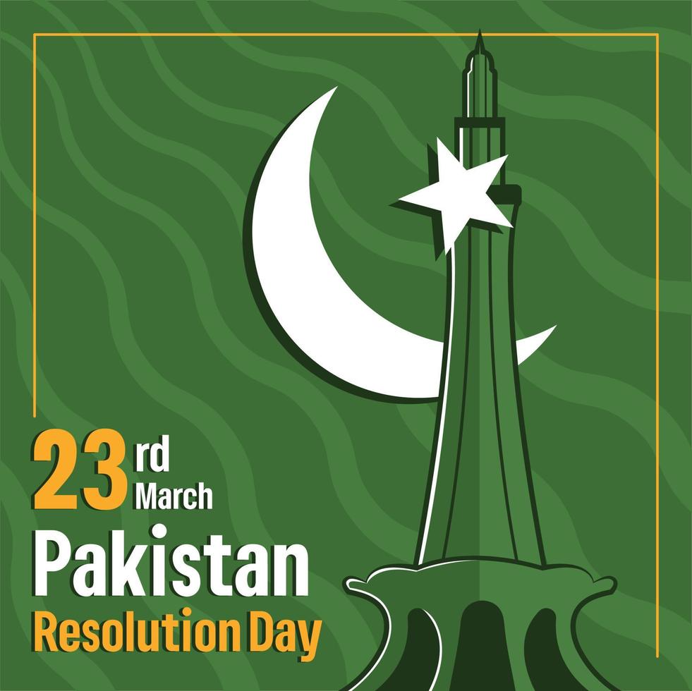 23 March Pakistan Resolution day design vector with minar e pakistan