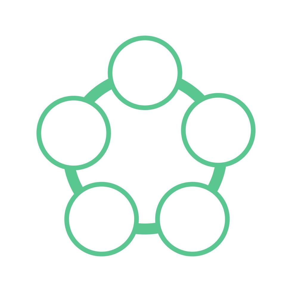 Multiple circles connected by lines, blank green frame for input text. Isolated by white background, flat design, EPS10 vector