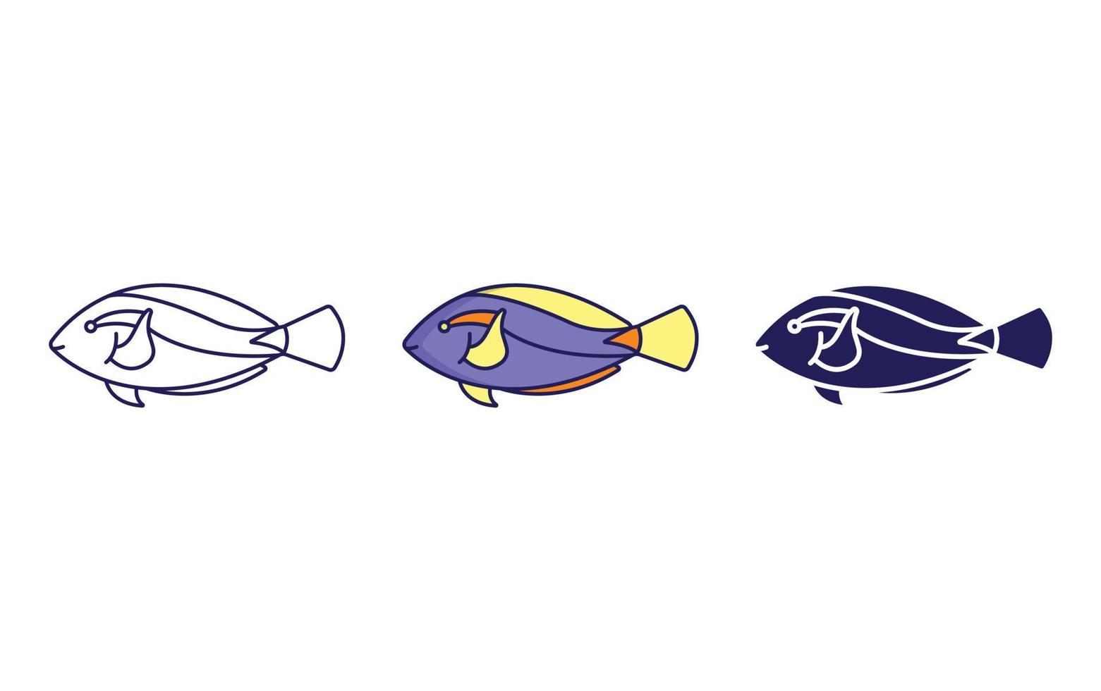 Blue tang fish vector icon