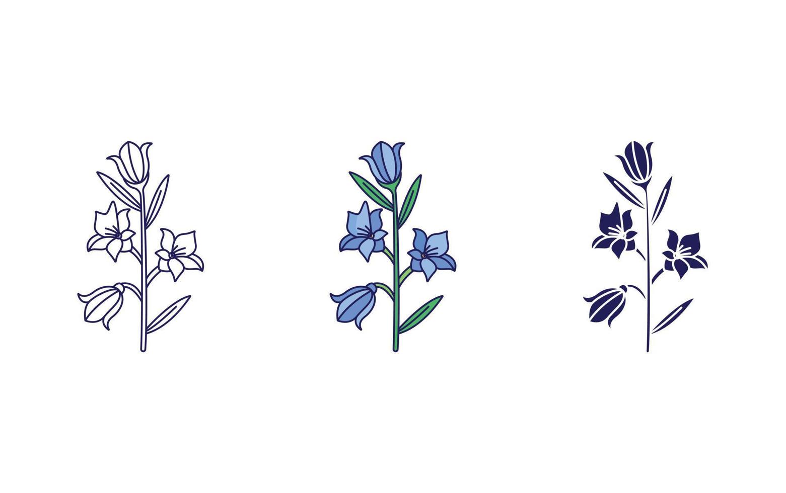 Blue Bell flower vector icon