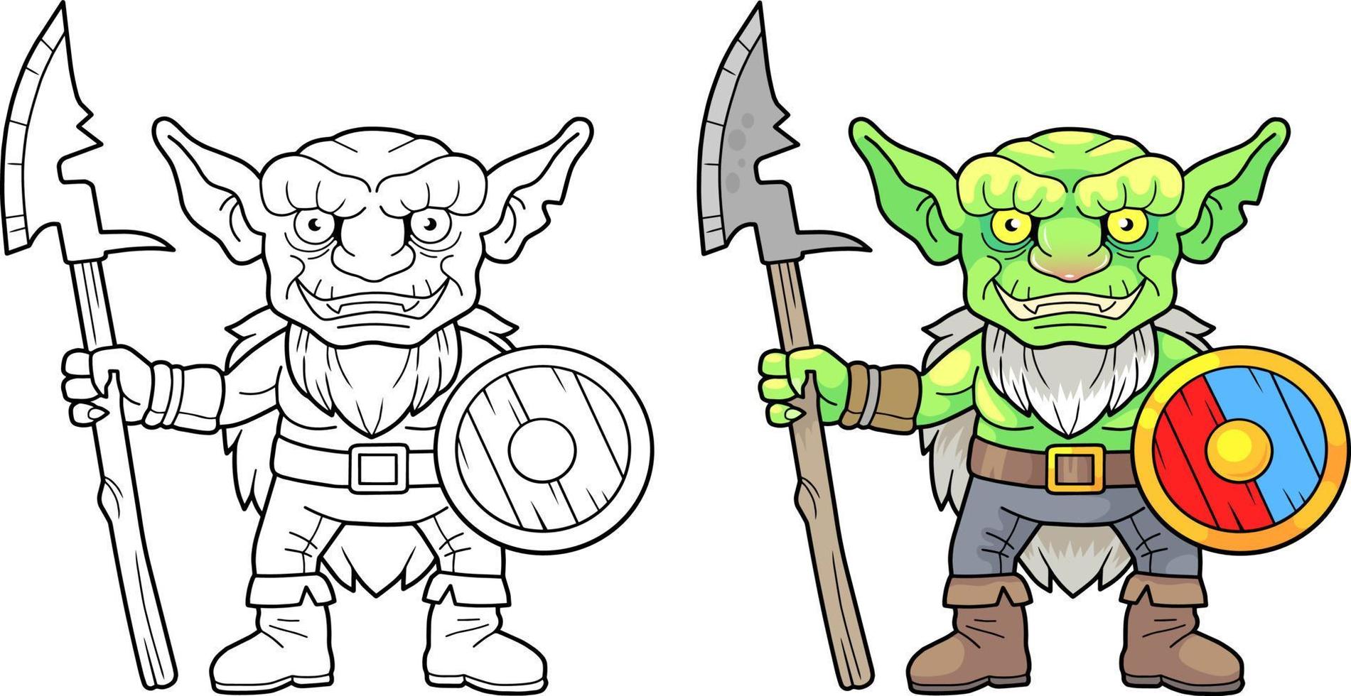 funny fantasy goblin coloring book vector