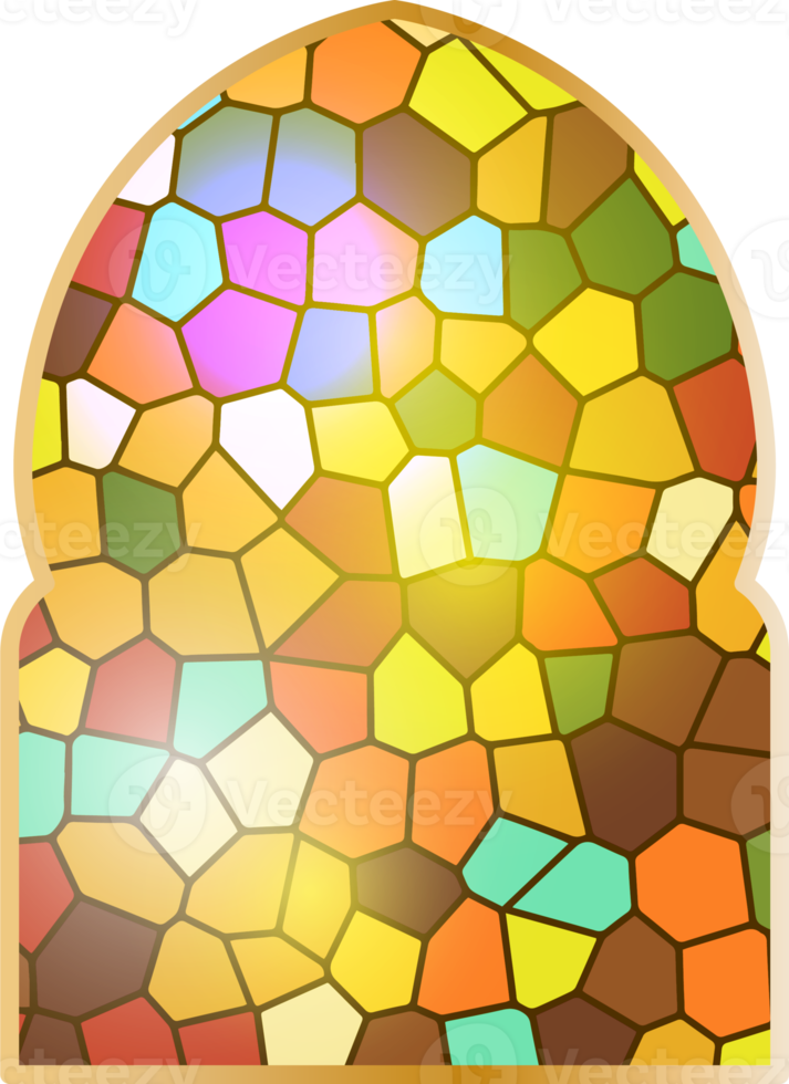 Arabic stained glass window. Islamic architecture element png